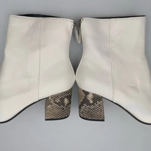 NEW Dolce Vita Women’s Vidal Ankle Block Heel Bootie Leather Boots White Size 11