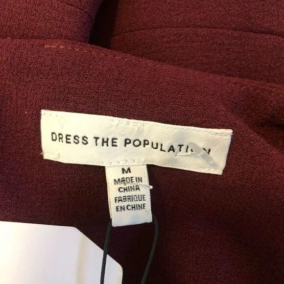 NEW Dress the Population Burgundy Elle Sheath Dress Size M NWT Quiet Luxury
