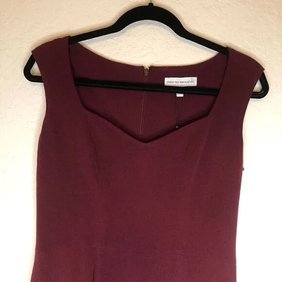 NEW Dress the Population Burgundy Elle Sheath Dress Size M NWT Quiet Luxury