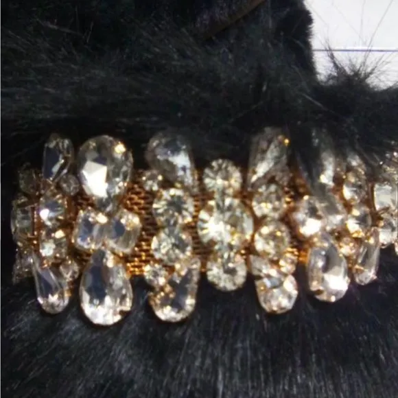 New Express Satin Faux Fur CrystalEmbellished Mules - Size L(9/10)