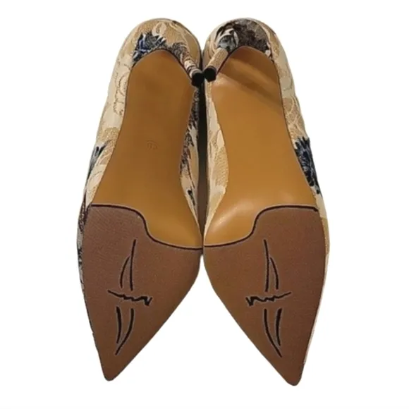 NEW Floral Embroidered Stiletto Heels with Glitter Lace