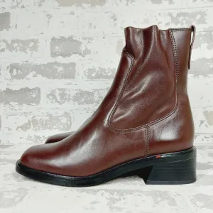 New Franco Sarto Gracelyn Brown  Side Zipper Block Heel Ankle Boots K89