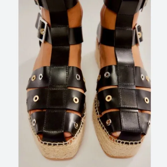 new FREE PEOPLE Gable  Leather Gladiator Espadrille Sandals  (251)