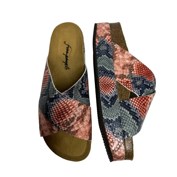 NEW Free People Snakeskin Sidelines Flatform Sandal in Candy 38