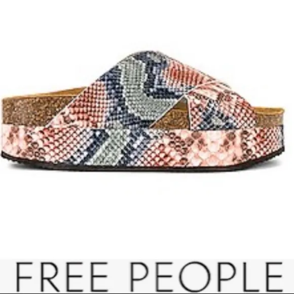 NEW Free People Snakeskin Sidelines Flatform Sandal in Candy 38
