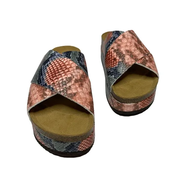 NEW Free People Snakeskin Sidelines Flatform Sandal in Candy 38