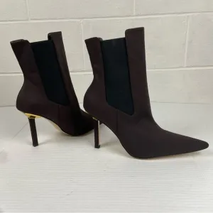 NEW Good American‎ Pointed Toe Heeled Bootie Women's 14 Brown Neoprene GA118N-X