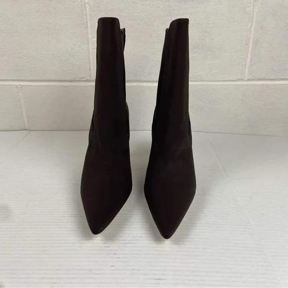 NEW Good American‎ Pointed Toe Heeled Bootie Women's 14 Brown Neoprene GA118N-X