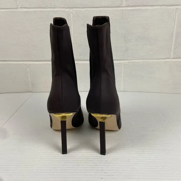 NEW Good American‎ Pointed Toe Heeled Bootie Women's 14 Brown Neoprene GA118N-X