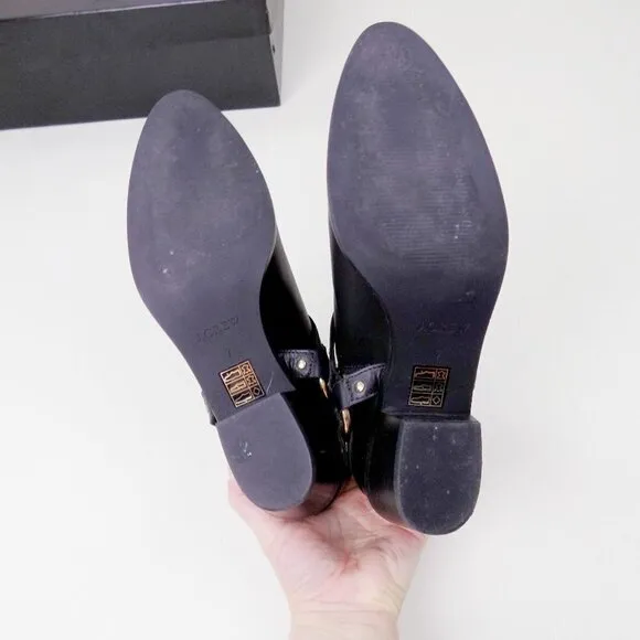new! J. crew ankle booties leather moto zip up gold hardware straps buckle