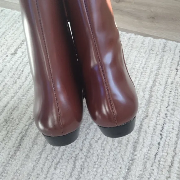 NEW J Crew Square-Toe Leather Ankle Boots Size 7.5 Brown Sienna Spazzolato
