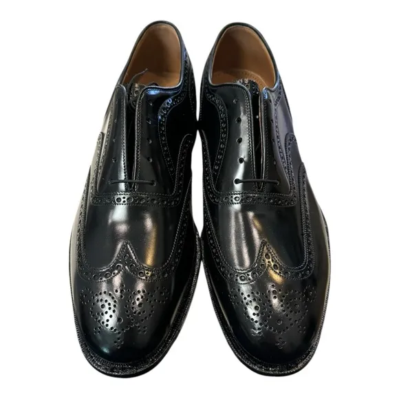 New Johnston &amp; Murphy Men's Waverly Wingtip Black Oxford Dress Shoes 13