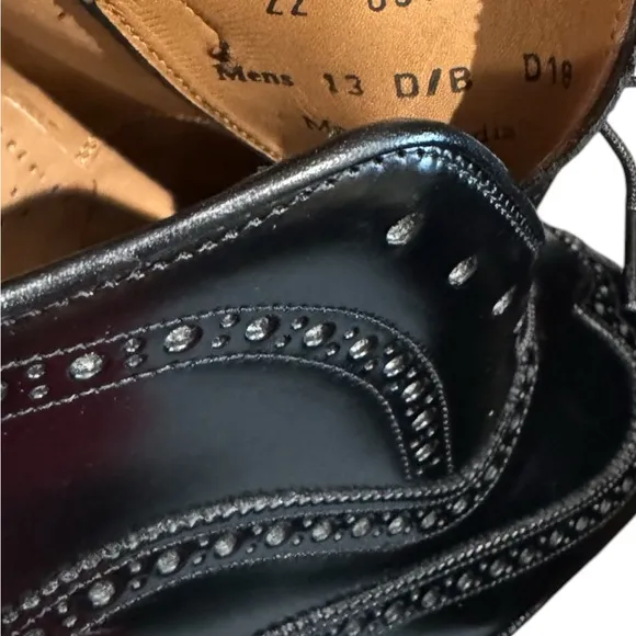 New Johnston &amp; Murphy Men's Waverly Wingtip Black Oxford Dress Shoes 13