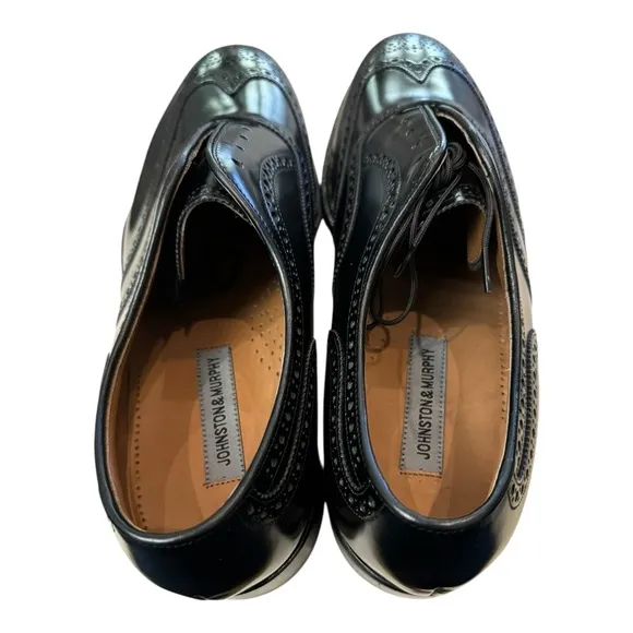 New Johnston &amp; Murphy Men's Waverly Wingtip Black Oxford Dress Shoes 13