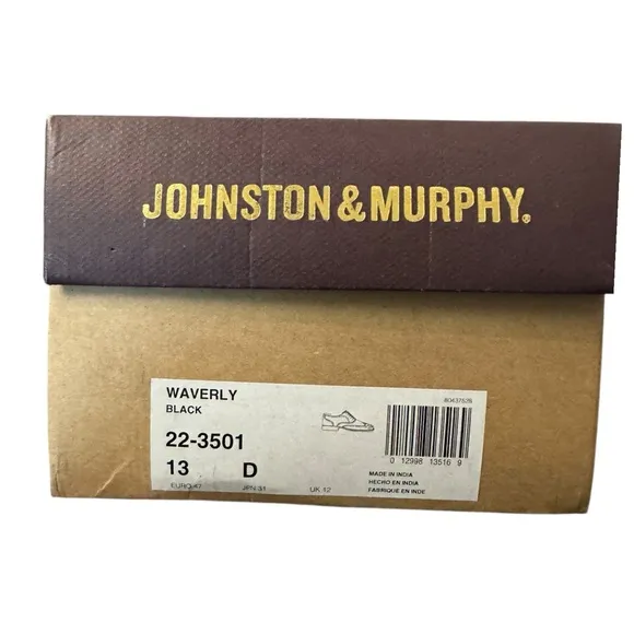 New Johnston &amp; Murphy Men's Waverly Wingtip Black Oxford Dress Shoes 13