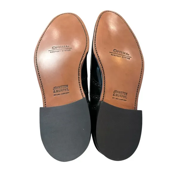 New Johnston &amp; Murphy Men's Waverly Wingtip Black Oxford Dress Shoes 13
