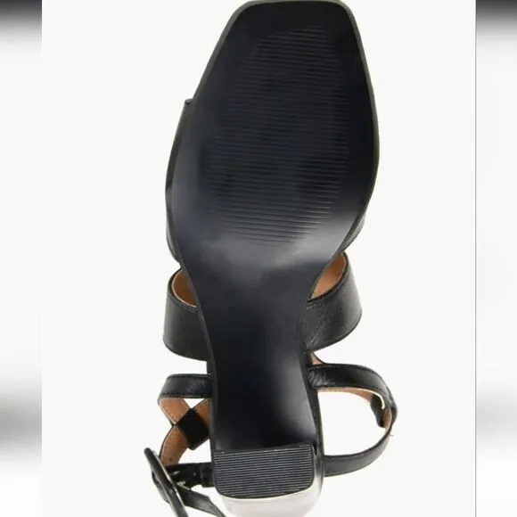 New Journee Signature Beckie Block Heel Leather Sandal (Women) 7.5