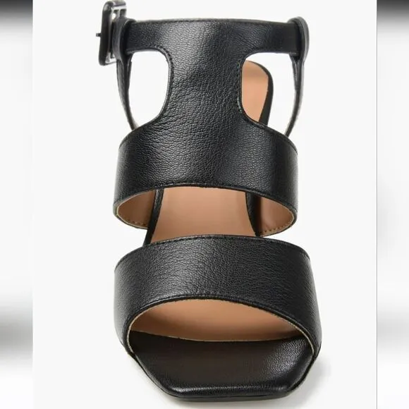 New Journee Signature Beckie Block Heel Leather Sandal (Women) 7.5