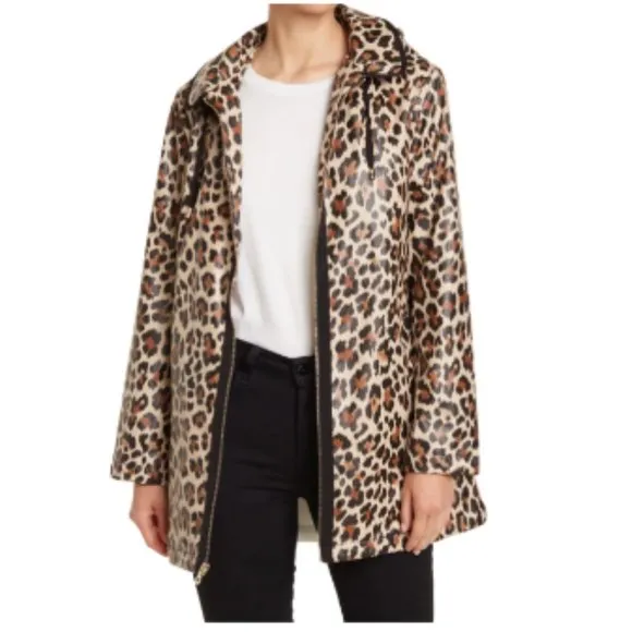 New! Kate Spade New York Hooded Zip Front A-Line Rain Jacket Women's Size S