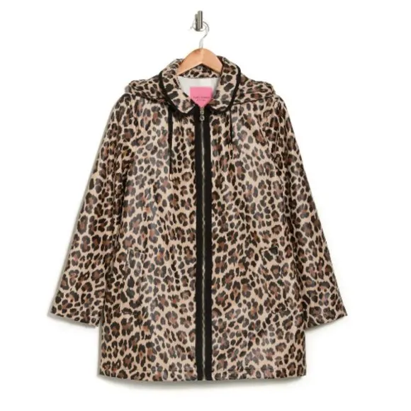 New! Kate Spade New York Hooded Zip Front A-Line Rain Jacket Women's Size S