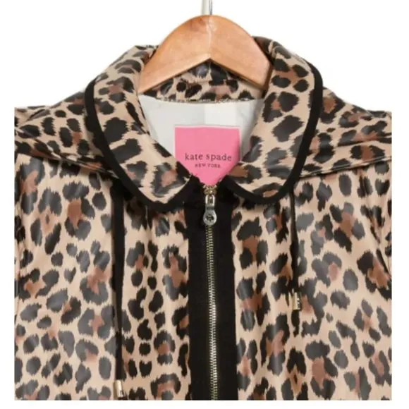 New! Kate Spade New York Hooded Zip Front A-Line Rain Jacket Women's Size S