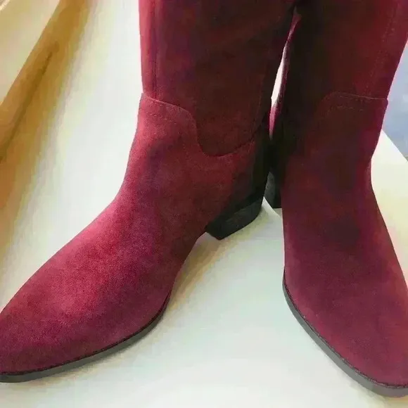 NEW! Lucky Brand Lefara Sugar Red Suede Boots.