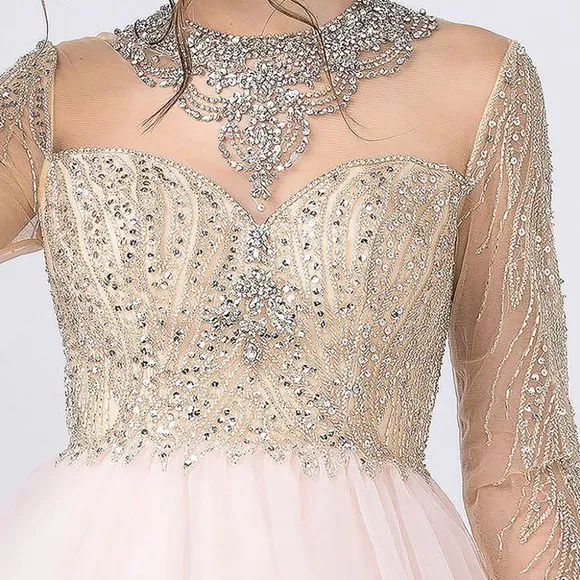 NEW LUXURY LONG FORMAL SLEEVELESS BALL GOWN EMBROIDERED W/ RHINESTONES AS L2217