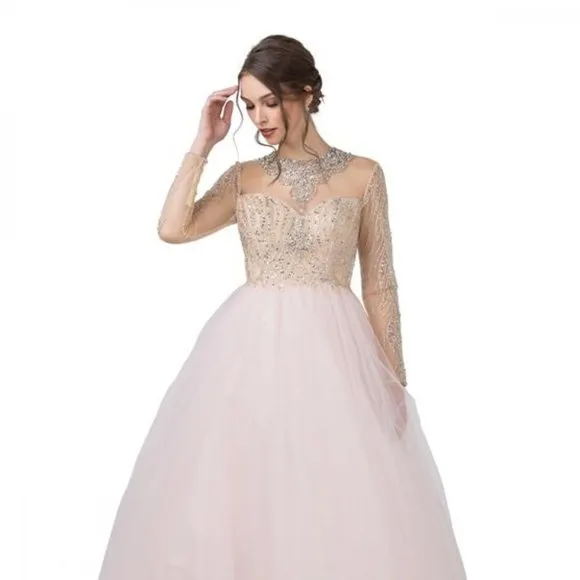 NEW LUXURY LONG FORMAL SLEEVELESS BALL GOWN EMBROIDERED W/ RHINESTONES AS L2217