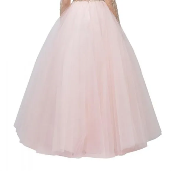 NEW LUXURY LONG FORMAL SLEEVELESS BALL GOWN EMBROIDERED W/ RHINESTONES AS L2217