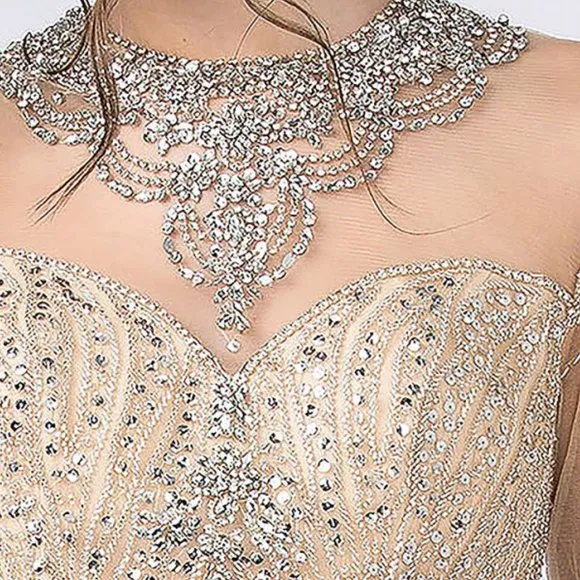 NEW LUXURY LONG FORMAL SLEEVELESS BALL GOWN EMBROIDERED W/ RHINESTONES AS L2217