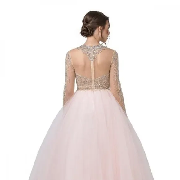 NEW LUXURY LONG FORMAL SLEEVELESS BALL GOWN EMBROIDERED W/ RHINESTONES AS L2217