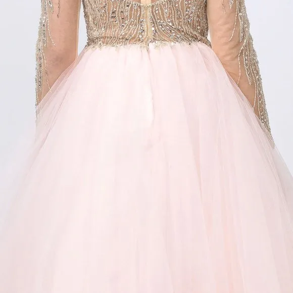NEW LUXURY LONG FORMAL SLEEVELESS BALL GOWN EMBROIDERED W/ RHINESTONES AS L2217