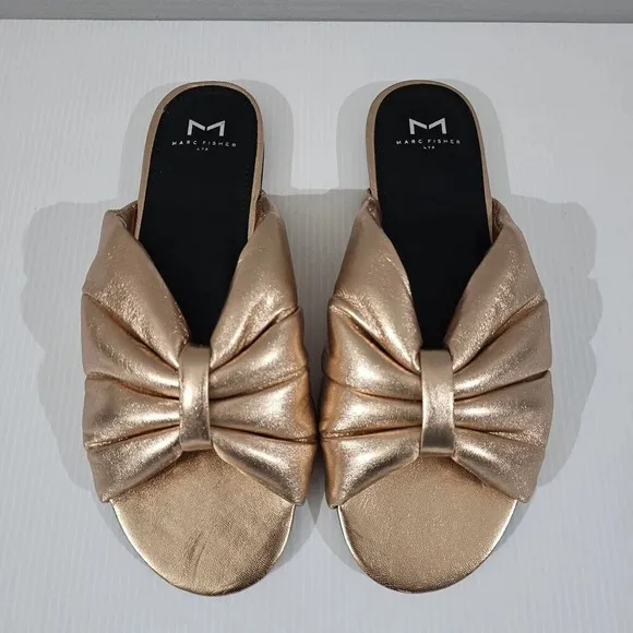 NEW Marc Fisher LTD Olita Sandal Puffy Slide Rose Gold Leather Size 8.5