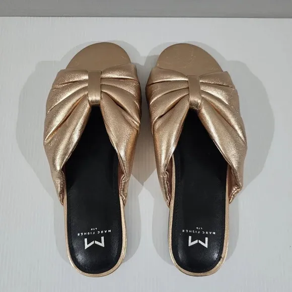 NEW Marc Fisher LTD Olita Sandal Puffy Slide Rose Gold Leather Size 8.5