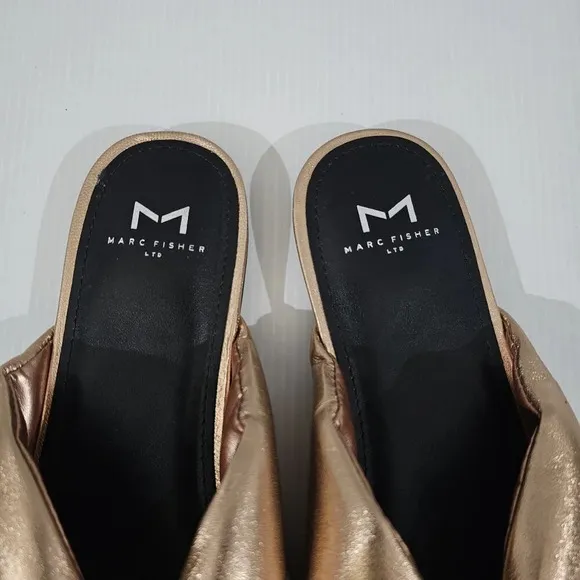 NEW Marc Fisher LTD Olita Sandal Puffy Slide Rose Gold Leather Size 8.5
