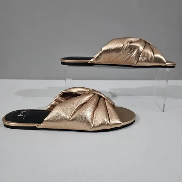 NEW Marc Fisher LTD Olita Sandal Puffy Slide Rose Gold Leather Size 8.5