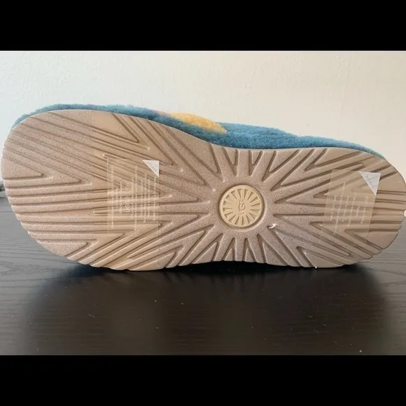 New MEN UGG FLUFF YOU MARINA BLUE MULTI STRIPES SLIPPERS NEW WITHOUT BOX # Slide