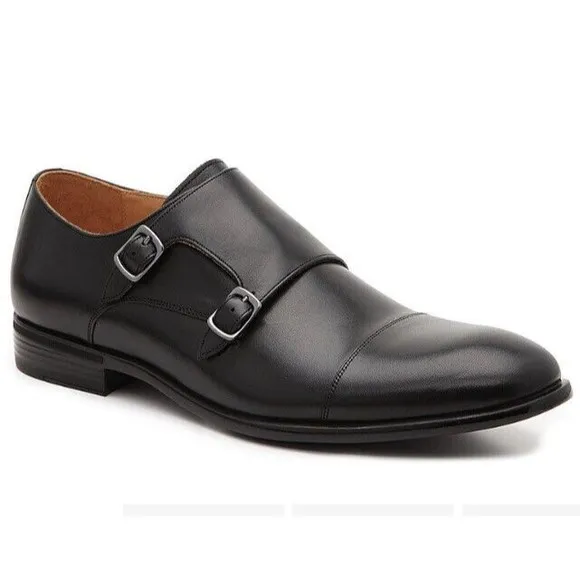 New Men Warfield Grand CARSON MONK STRAP SLIP-ON Dressy Shoes Black 10.5 Rts185