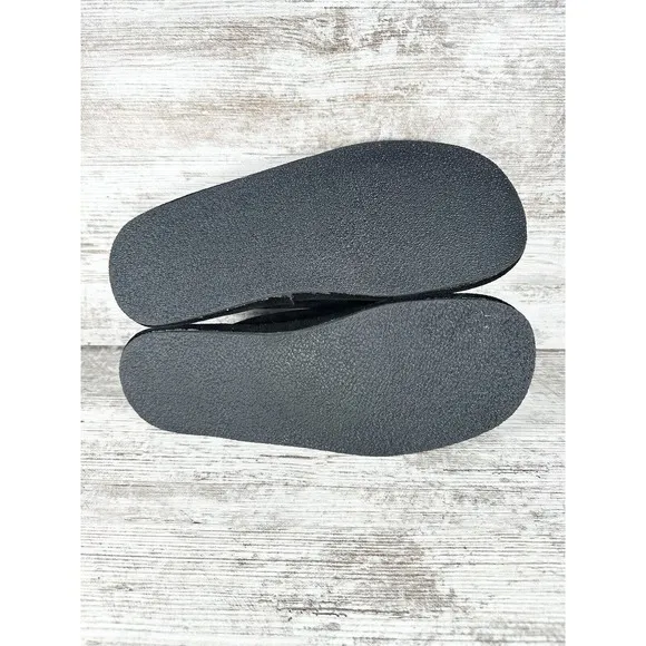 NEW Men’s L.B. Evans Rhett Black Leather Sheep Fur Lined Slippers Sz 9M