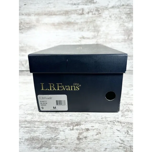 NEW Men’s L.B. Evans Rhett Black Leather Sheep Fur Lined Slippers Sz 9M