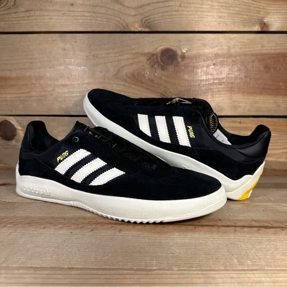 NEW Mens Multi-Sizes Adidas Puig “Core Black Ivory Gold” Low Top Sneakers IE3141