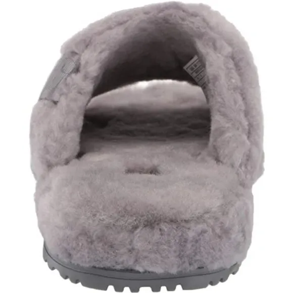 NEW Mens Size 10, Womens 12 Fluff You Faux Fur &amp; Sheepskin Slippers, Metal