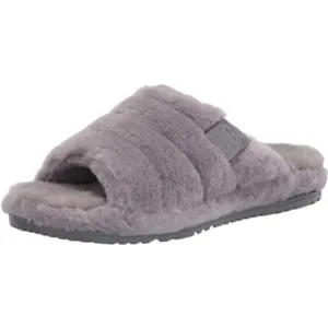 NEW Mens Size 10, Womens 12 Fluff You Faux Fur &amp; Sheepskin Slippers, Metal