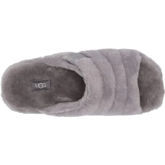 NEW Mens Size 10, Womens 12 Fluff You Faux Fur &amp; Sheepskin Slippers, Metal