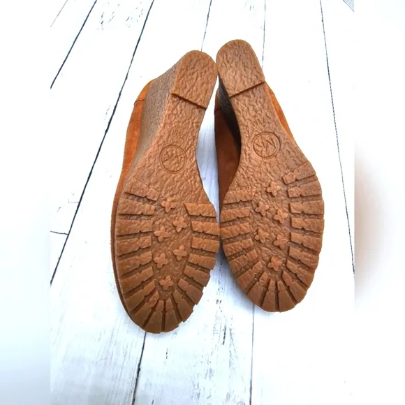 NEW Michael Kors Cognac Brown Soft Leather Slip On Wedge Heel Loafer Shoes Rory