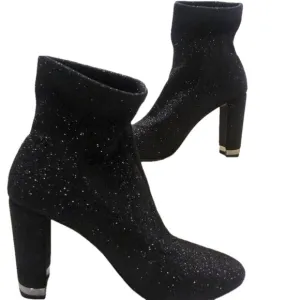 NEW MICHAEL KORS Women's Ankle Boots Mandy Glitter Stretch-Knit US 10 - Black