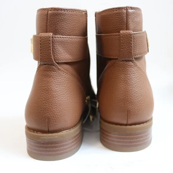 NEW Michael Kors Women's Jilly Faux Pebbled Leather Ankle Boot Luggage Brown 7