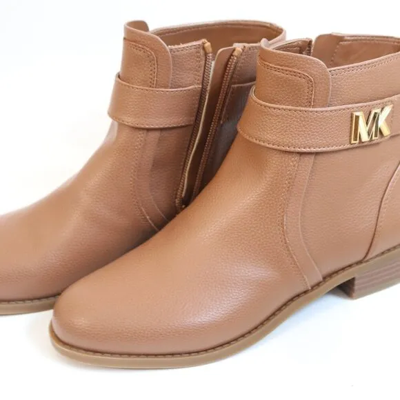 NEW Michael Kors Women's Jilly Faux Pebbled Leather Ankle Boot Luggage Brown 7