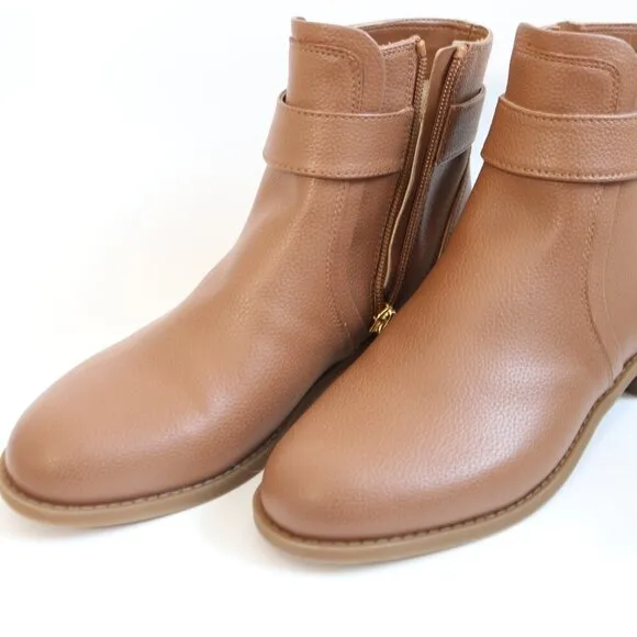 NEW Michael Kors Women's Jilly Faux Pebbled Leather Ankle Boot Luggage Brown 7