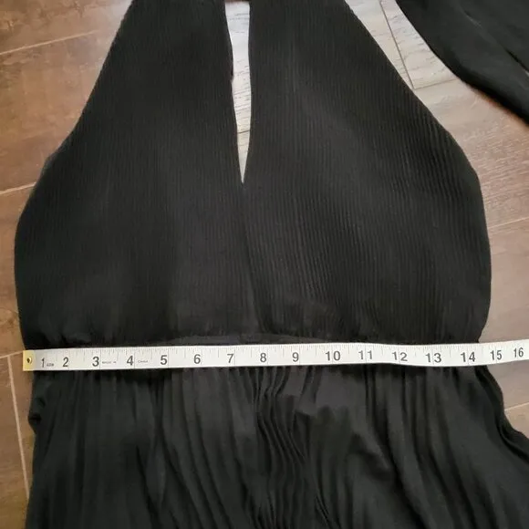 NEW Milly Kora Gown Womens 12 Maxi Black Halter Chic Elegant Luxury Whimsical